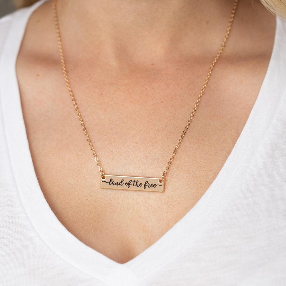 Land Of The Free Paparazzi  Gold Bar Necklace Minimalist Design